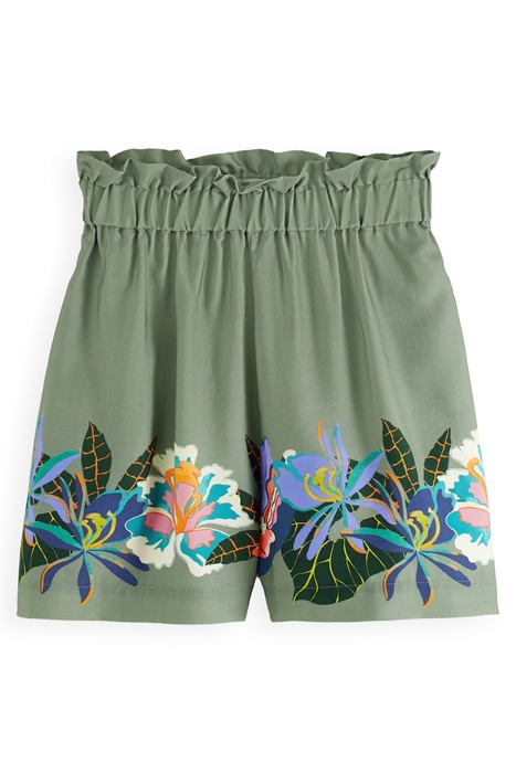 HIGH RISE PRINTED TENCEL TENNIS SHORTS GREEN TENNIS AOP 1