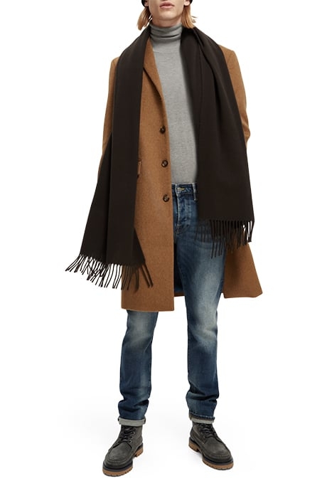 VIRGIN WOOL FRINGED WOVEN SCARF EARTH 5