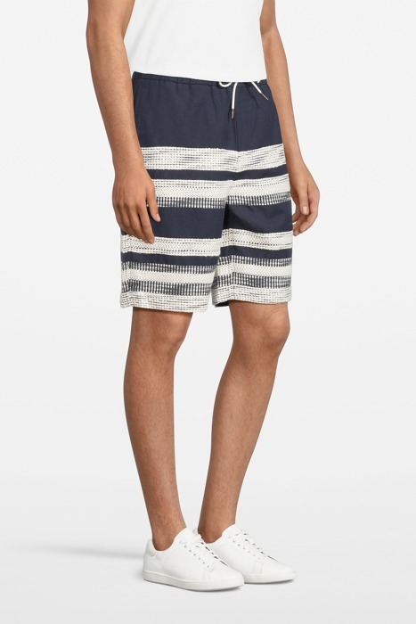 STRUCTURED STRIPED LINEN-BLEND BERMUDA SHORT COMBO A 4