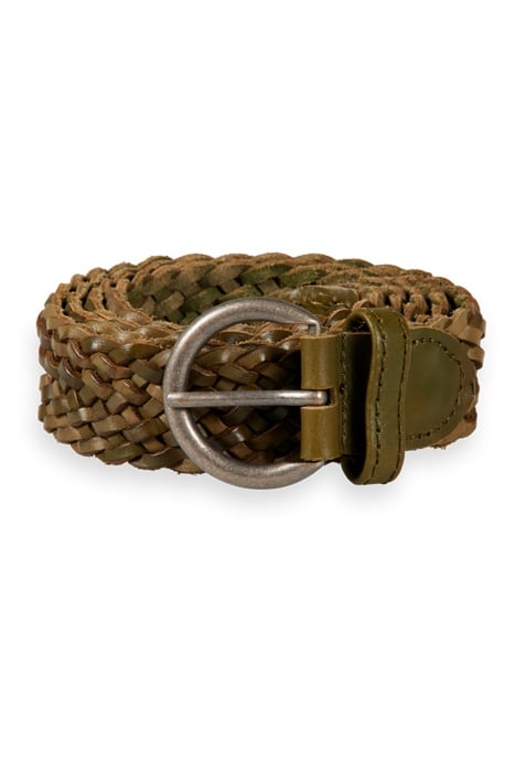 BRAIDED LEATHER BELT KHAKI 1
