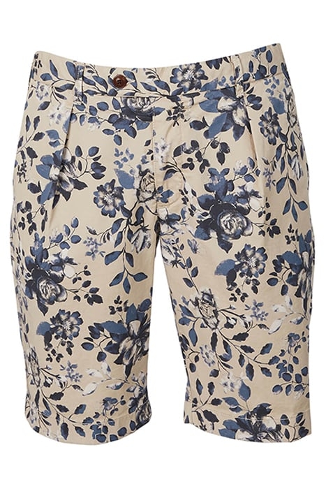 BLUE FLOWER PRINT PLEAT SHORT 4