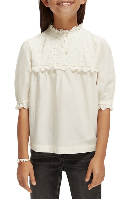 SHORT-SLEEVED BROIDERIE ANGLAISE TOP VANILLA ICE 2