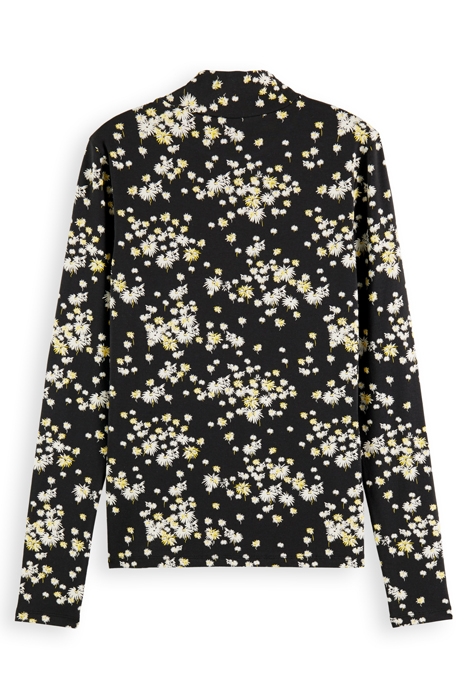 MOCK NECK ALLOVER PRINTED SLIM-FIT TOP DANDELION BLACK 7
