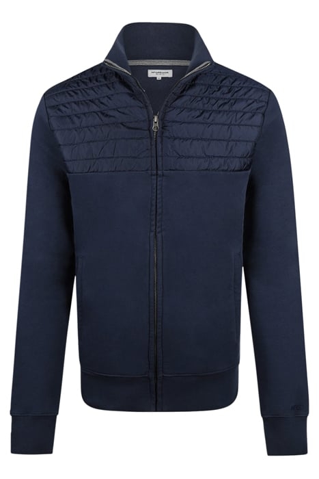 ZIP THRU SWEAT WITH NYLON NAVY 1