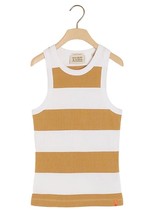 COTTON IN CONVERSION STRIPED RACER TANK SHELL BEIGE 1