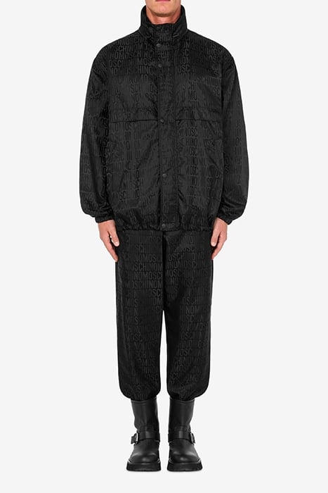 ALLOVER LOGO JACQUARD NYLON WINDBREAKER BLACK 1