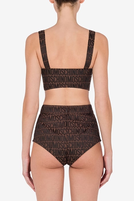 ALLOVER LOGO NYLON CROP TOP BROWN 2