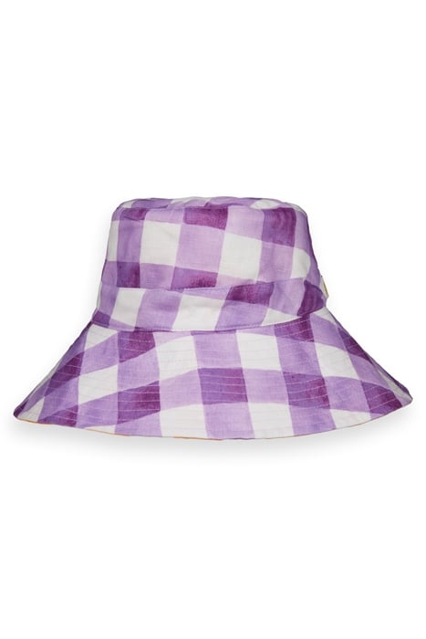 REVERSIBLE PRINTED CHECK HAT PAPAYA BISTRO CHECK 3