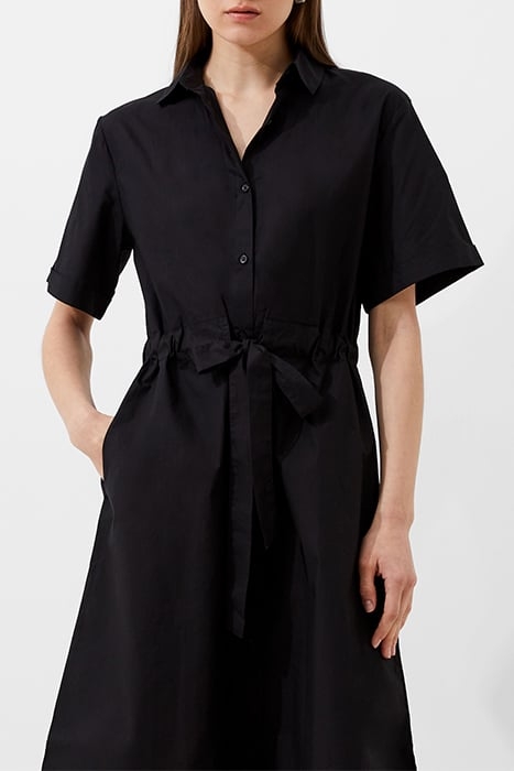 POPLIN TIE SHIRT DRESS MIDI BLACK 3