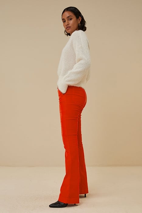 LEILA VELVET PANT POPPY-RED 4
