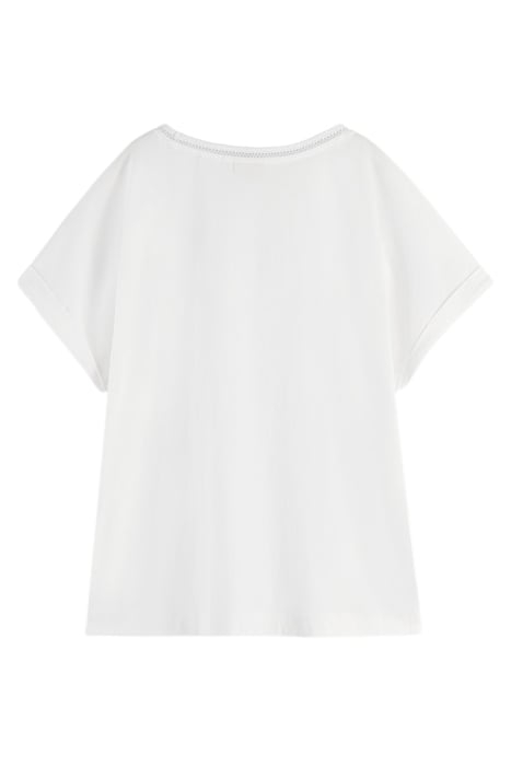SCOOP-NECK LADDER TAPE T-SHIRT WHITE 7