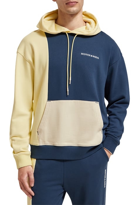 UNISEX - ORGANIC COTTON COLOURBLOCK HOODIE STORM BLUE/GLOW C 4