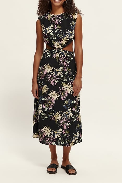 DRAPED STRUCTURED SHOULDER MIDI DRESS ASTER BLACK 3