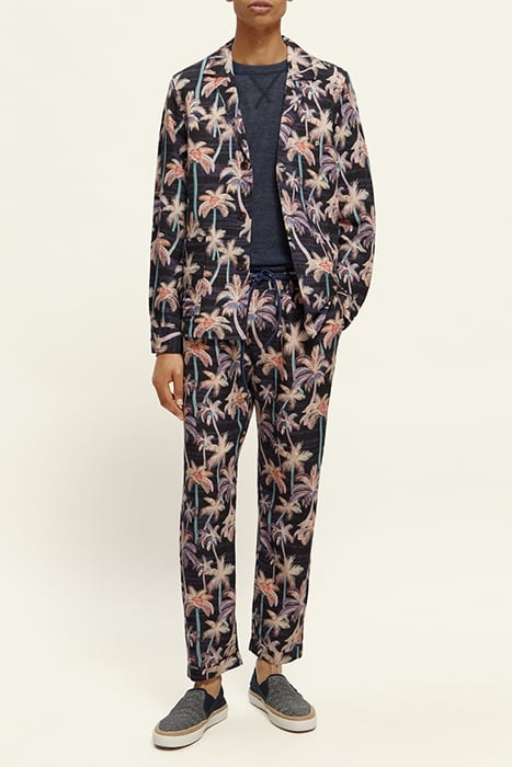 PRINTED LINEN-BLEND UNCONSTRUCTED BLAZER JACKET BLACK AOP PA 4