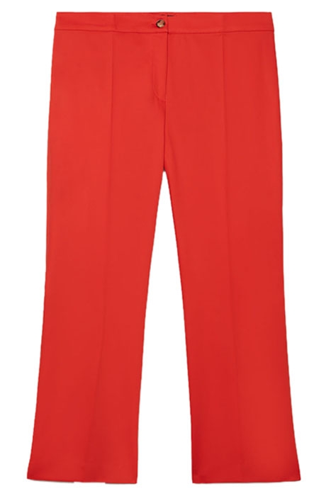 CROPPED KICK FLARE TROUSERS RED 1
