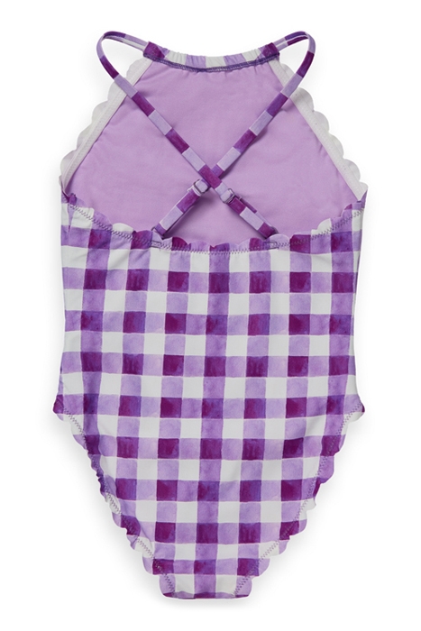 PRINTED CHECK SCALLOP EDGE BATHING SUIT MULBERRY BISTRO CHEC 2