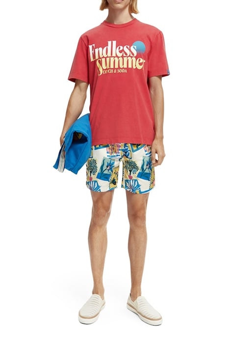 MID-LENGTH PRINTED SWIM SHORTS IN RECYCLED POLYESTER COMBO A 4
