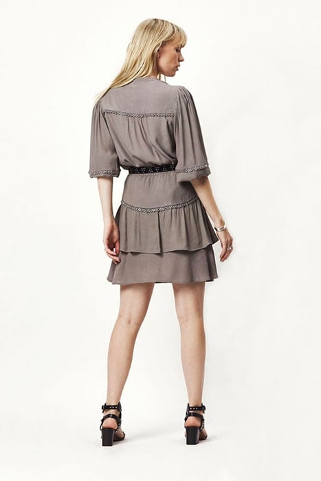 D6CHIA EYELET MINI SKIRT WARM GREY 2