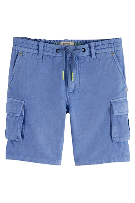 GARMENT-DYED COTTON LINEN CARGO SHORTS CORNFLOWER 1