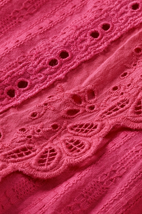 MINI SHIRT DRESS WITH LACE DETAIL IN ORGANIC COTTON FUCHSIA 3