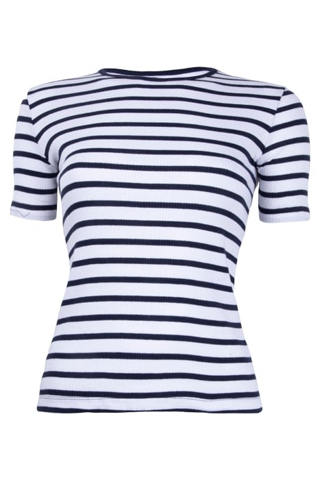 STRIPE SLIM FIT RIB TEE DK NAVY/WHITE 1