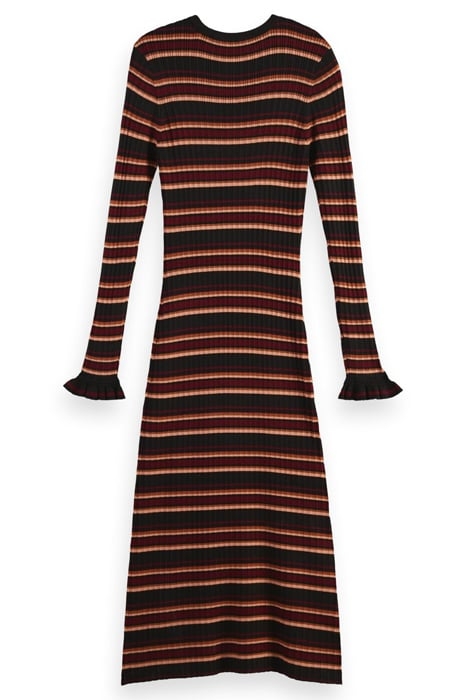 STRIPED CREW-NECK KNITTED DRESS BLACK SKY 2