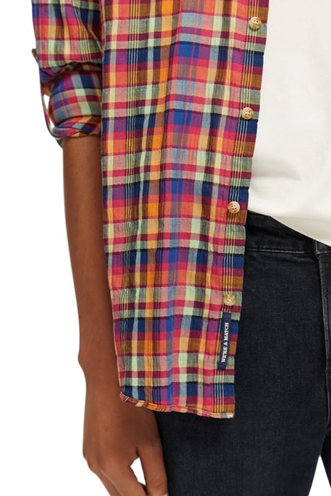 LIGHT WEIGHT VOILE SHIRT WITH SEERSUCKER RED/MULTI CHECK 5