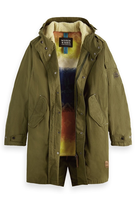 PARKA JACKET WITH TEDDY LINING MILITARY 3