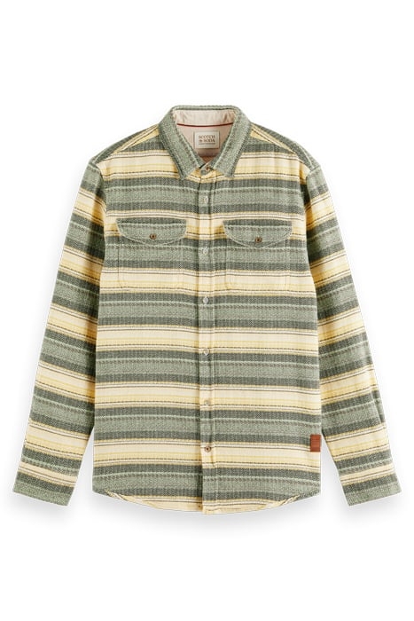 WAFFLE CHECK STRIPE SHIRT MULTI GREEN STRIPE 4