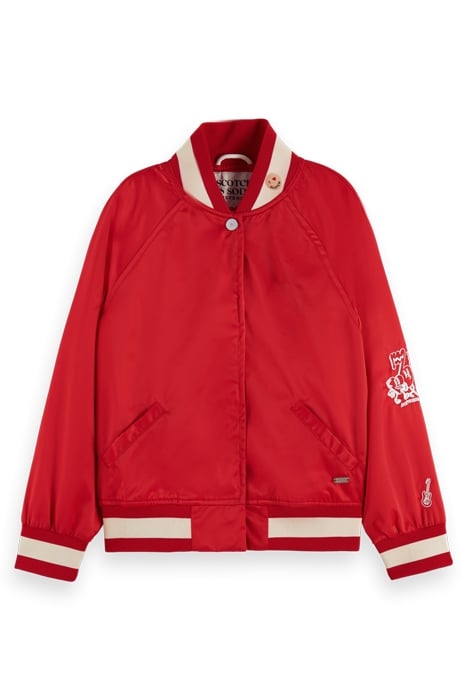 OVERSIZED VARSITY BOMBER JACKET AMP RED 4