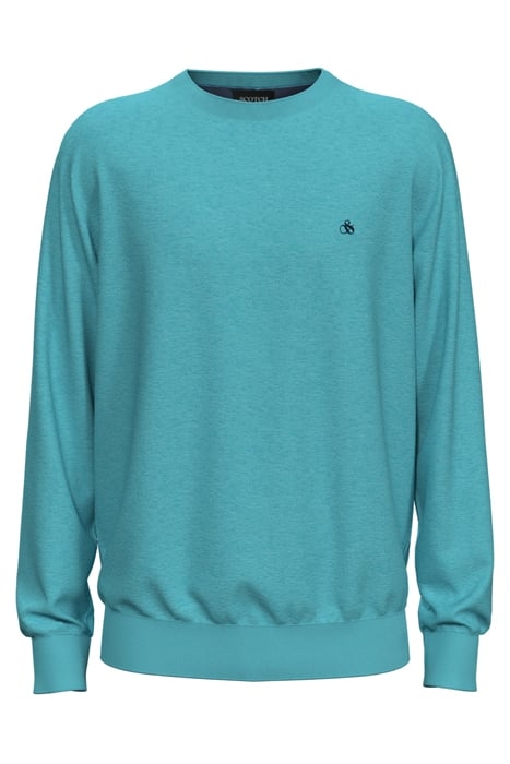 ESSENTIALS ECOVERO VISCOSE-NYLON CREWNECK PULLOVER TOPAZ 1