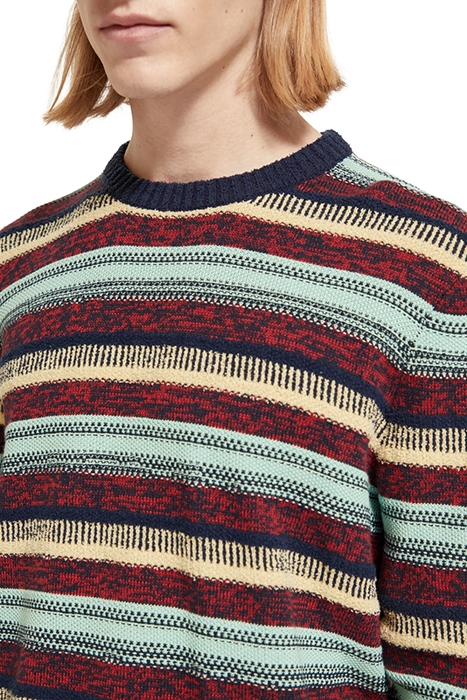 REGULAR FIT MIXED YARN STRIPE MIX PULLOVER RUBY MELANGE 6
