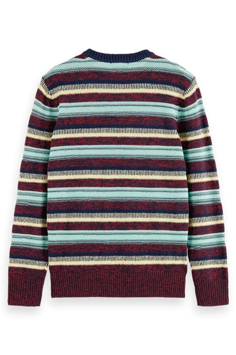 REGULAR FIT MIXED YARN STRIPE MIX PULLOVER RUBY MELANGE 5