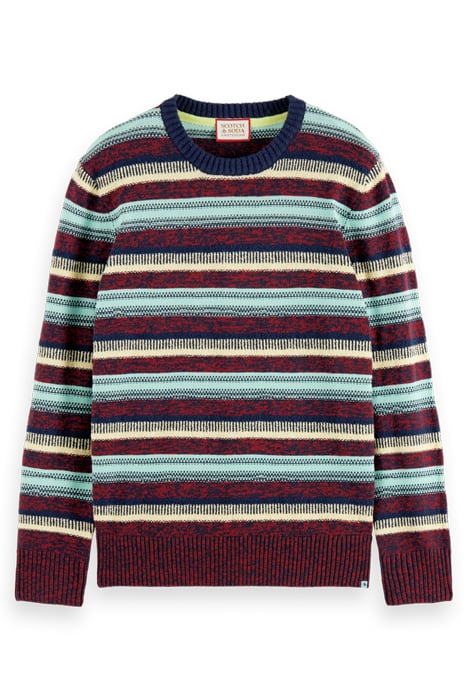 REGULAR FIT MIXED YARN STRIPE MIX PULLOVER RUBY MELANGE 4