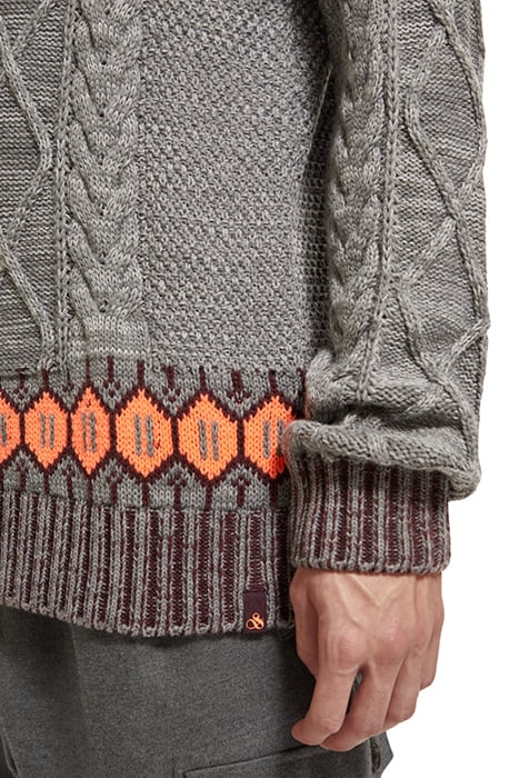 DROPPED SHOULDER FIT WOOL BLEND STRUCTURE SWEATER GREY MELAN 7