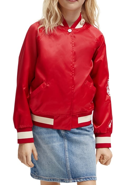 OVERSIZED VARSITY BOMBER JACKET AMP RED 1