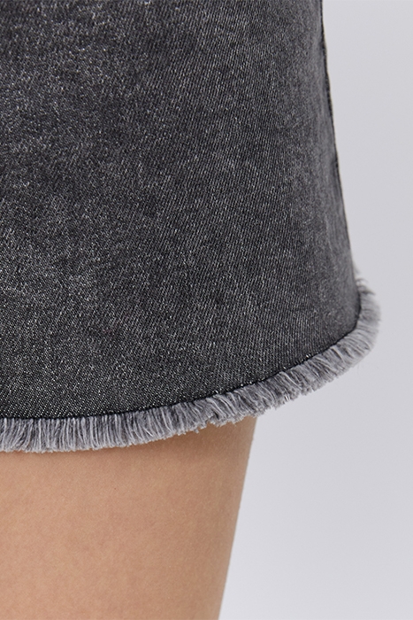 GREY DENIM FRINGED HIGH-WAIST SHORTS 6