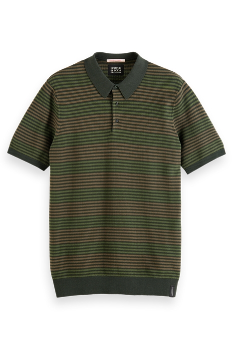STRUCTURE KNITTED POLO IN ORGANIC COTTON MILITARY STRIPE 4