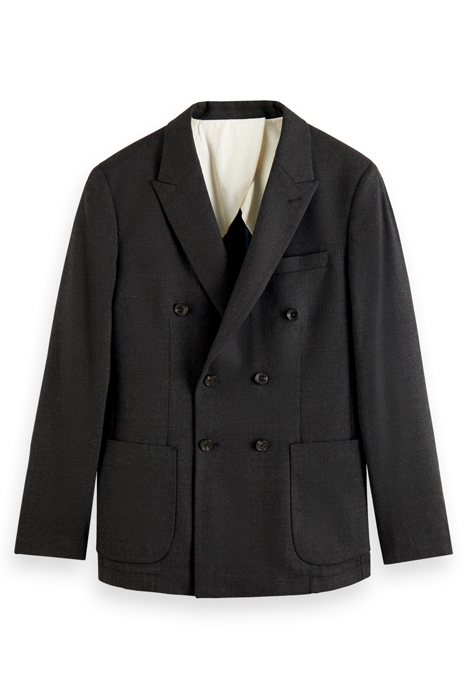 BRUSHED DOUBLE-BREASTED WOOL-BLEND BLAZER VINYL MELANGE 4
