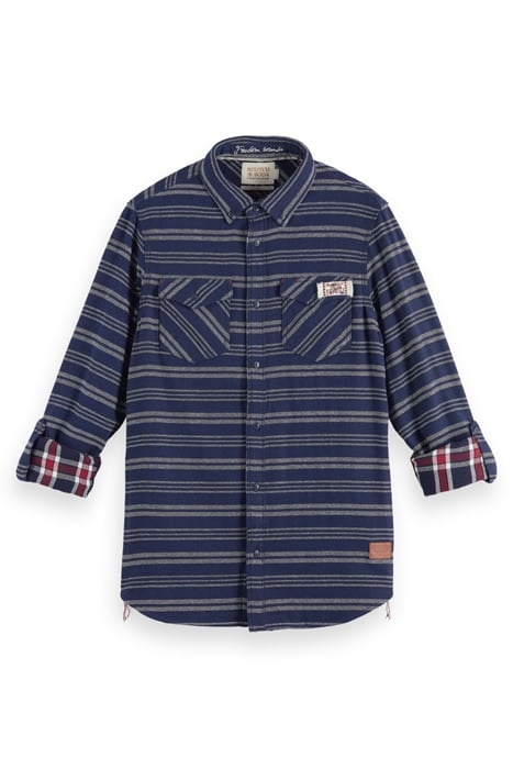 ARCHIVE DOUBLE FACE TWILL CHECK BLUE STRIPE 4