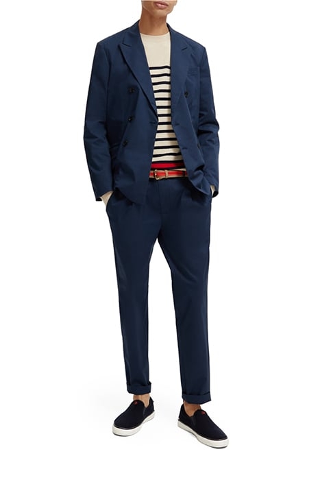 DOUBLE-BREASTED STRETCH POPLIN BLAZER STEEL 2