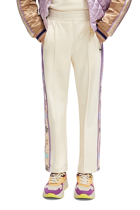 WIDE LEG EMBROIDERED SIDE PANEL SWEATPANTS OFF WHITE 1