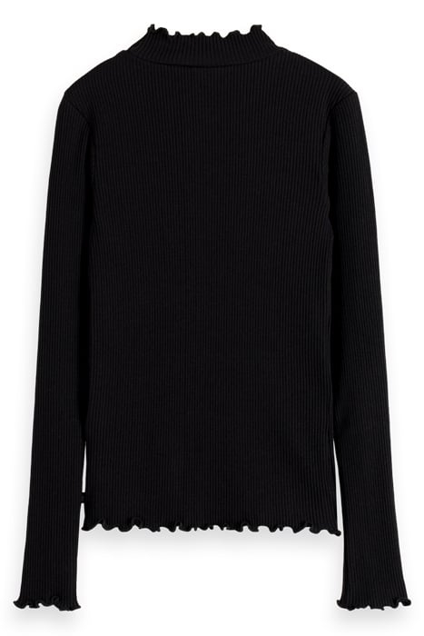 HIGH-NECK FITTED LONG-SLEEVED T-SHIRT BLACK 2