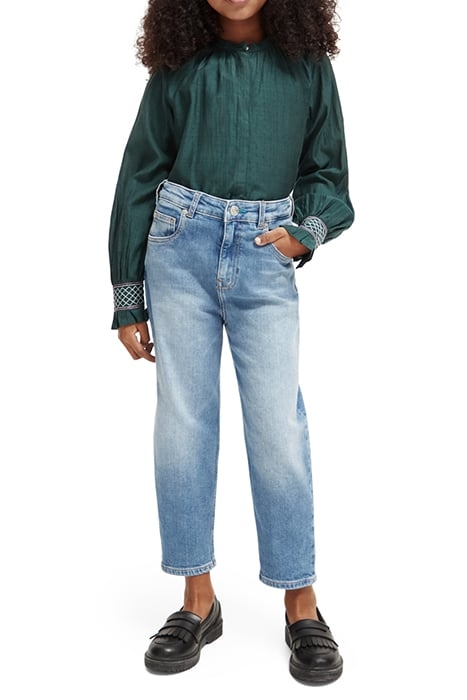 LONG-SLEEVED SMOCKED CUFF SHIRT BOTTLE GREEN 1