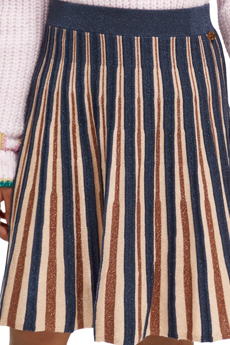 PLEATED KNITTED GLITTER MIDI SKIRT LUREX STRIPE 7