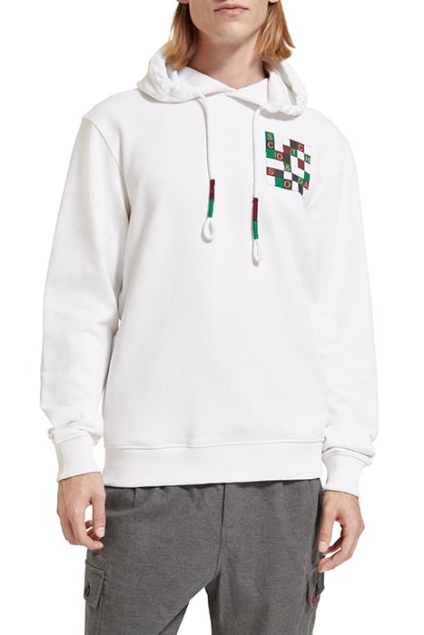 REGULAR FIT ARTWORK HOODIE IN ORGANIC COTTON WHITE 1