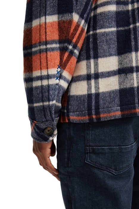 BRUSHED WOOL-BLEND CHECKED OVERSHIRT BLUE CHECK 8