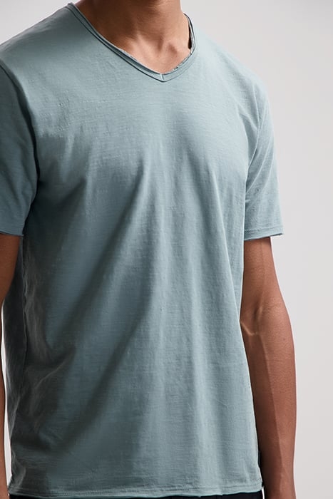 BASIC V-NECK TEE SLUB JERSEY STORMY SEA 4