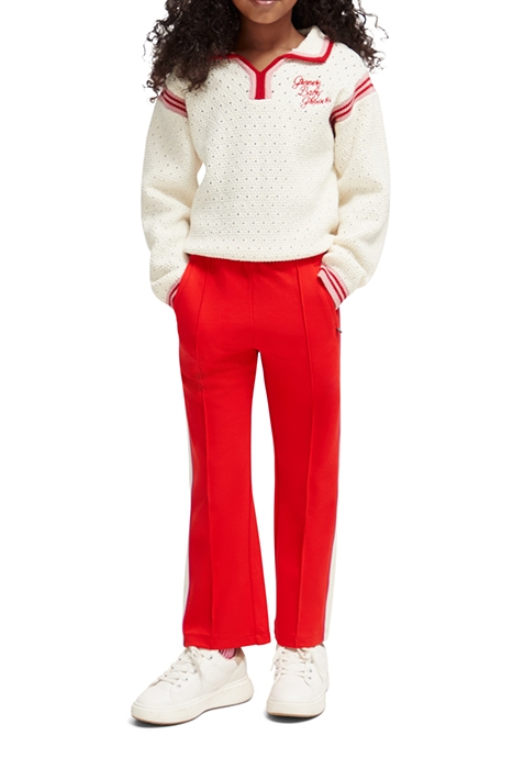 WIDE LEG CONTRAST PANEL SWEATPANTS RED GLOW 3