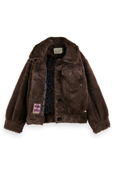 FAUX FUR TRUCKER JACKET DARK CHOCOLATE 5